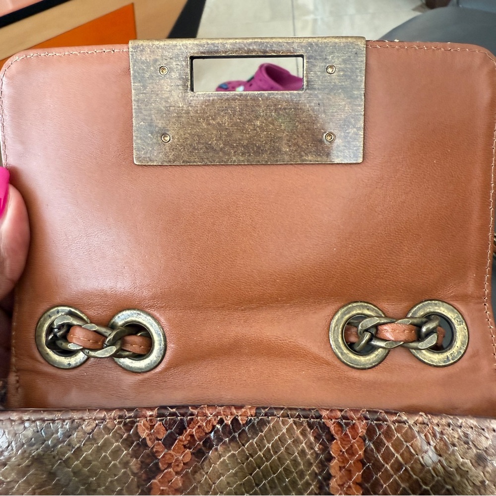 Stuart Weitzman Python Brown And Tan Leather Bag … - image 6